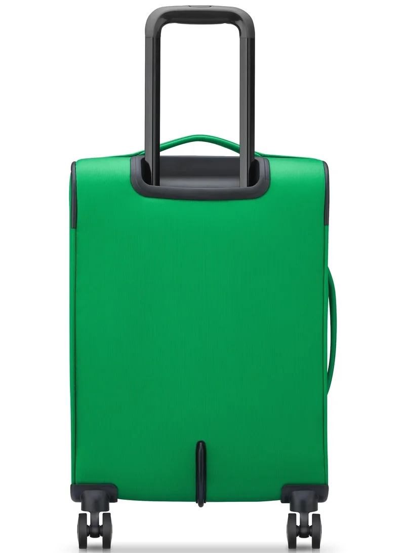 UNITED COLORS OF BENETTON  Color Block 55 Cm 4-Double Wheeled Softside Expandable Cabin Luggage Trolley Case - Green  | Best Price UAE